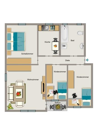 Erdgeschoßwohnung Oberhausen Alstaden - 4.5 Zimmer, 73 m&sup2;, 599&euro; | Angebot:25643780