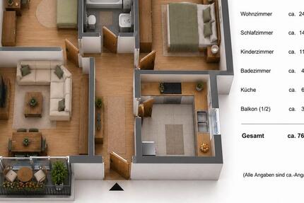 Wohnung Heiligenhaus - 3 Zimmer, 76 m&sup2;, 179.500&euro; | Angebot:27122784