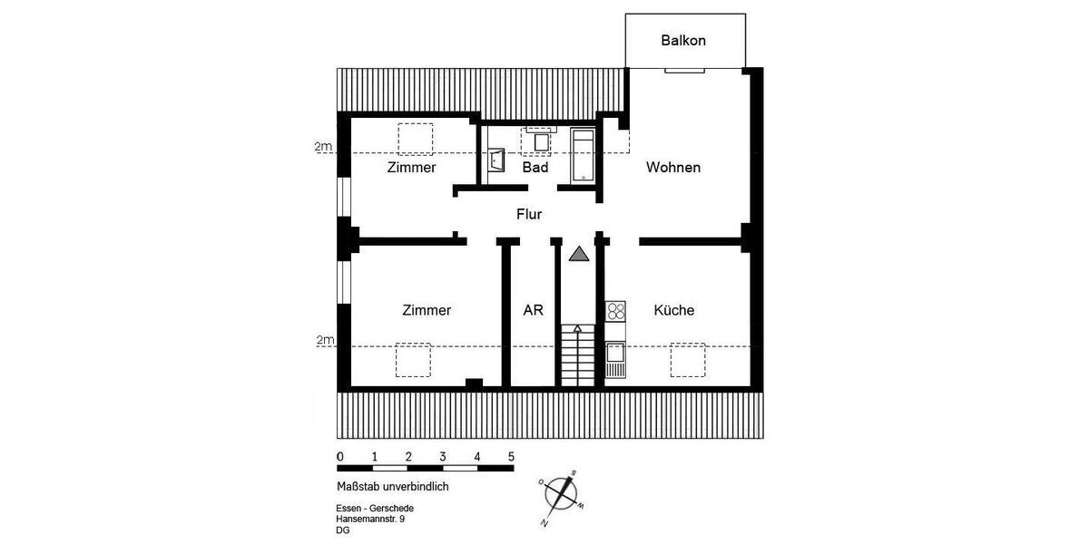 Dachgeschoßwohnung Essen Stadtbezirk IV - 3 Zimmer, 70 m&sup2;, 737&euro; | Angebot:26464148