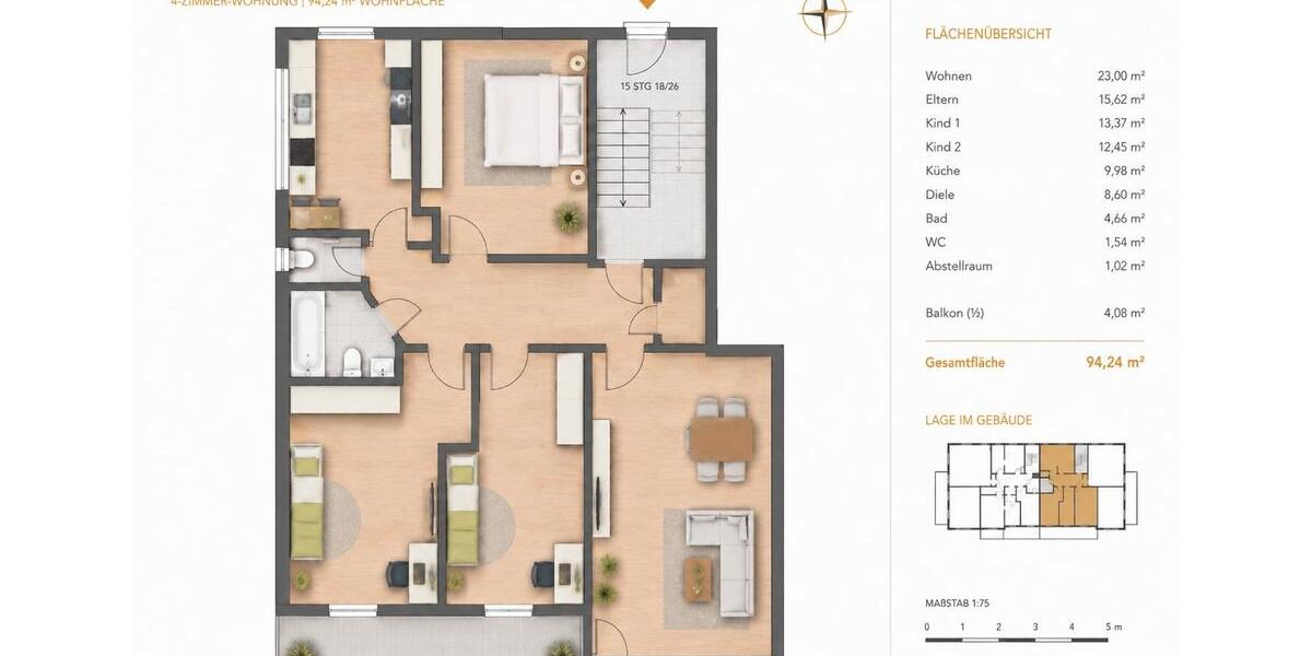 Etagenwohnung Ratingen Lintorf - 4 Zimmer, 94 m&sup2;, 329.000&euro; | Angebot:27120840