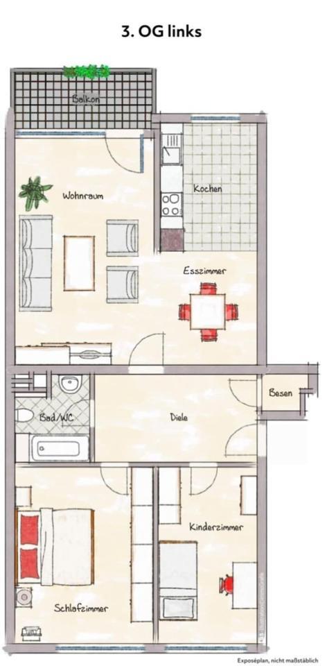 Helle 3,5-Zimmer-Wohnung mit Balkon