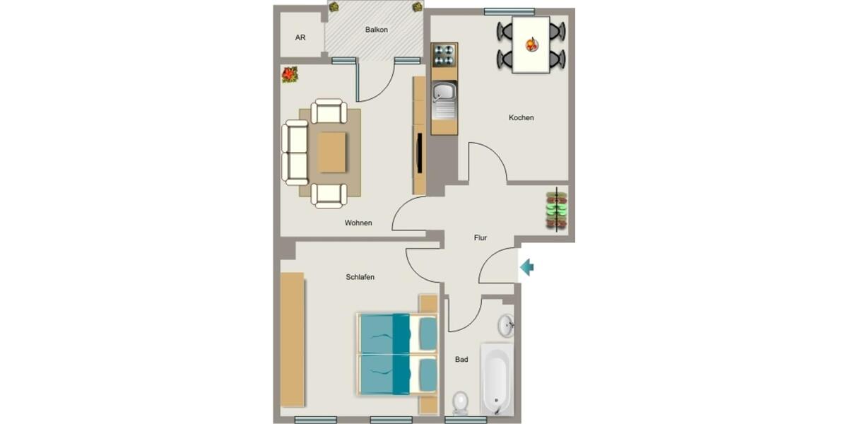Erdgeschoßwohnung Essen Stadtbezirk III - 2.5 Zimmer, 55 m&sup2;, 480&euro; | Angebot:25982846
