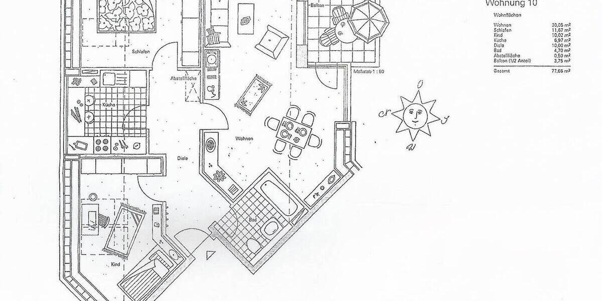 Etagenwohnung Neuss Grimlinghausen - 3 Zimmer, 77 m&sup2;, 279.000&euro; | Angebot:26377708