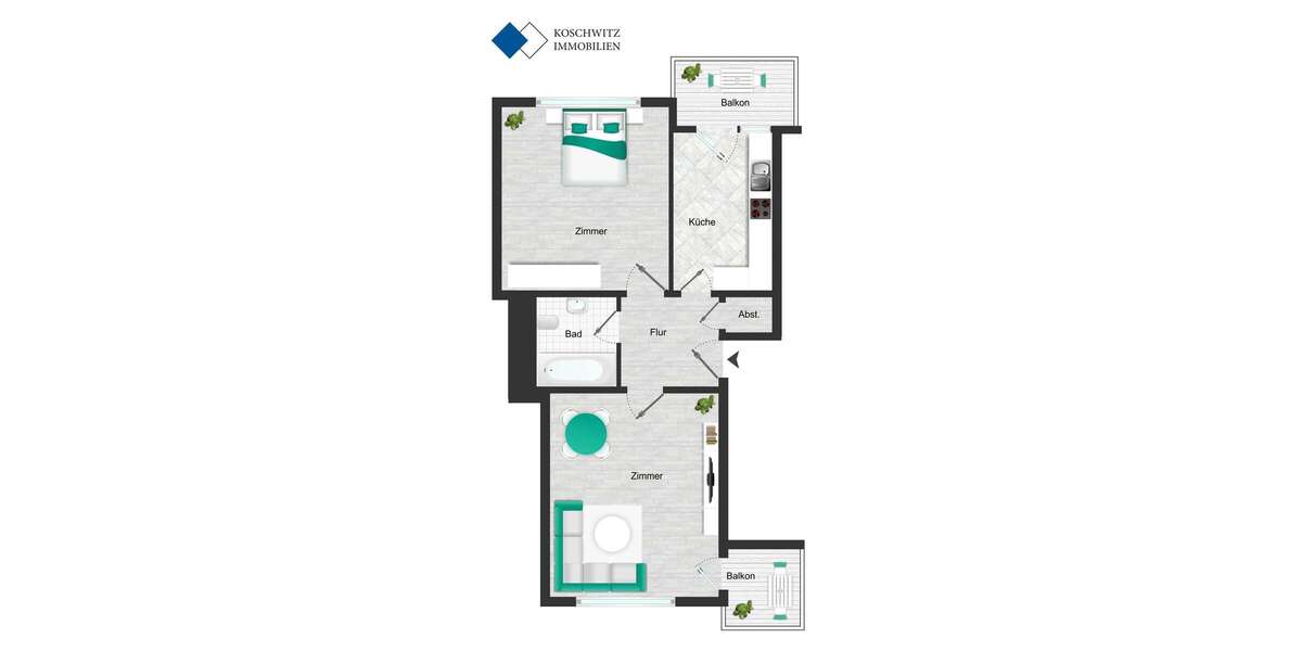 Etagenwohnung Duisburg Dellviertel - 2 Zimmer, 52 m&sup2;, 105.000&euro; | Angebot:26135178
