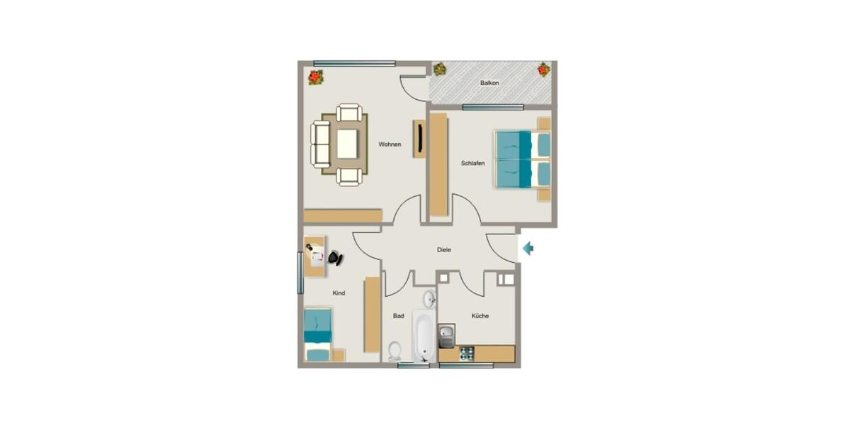Etagenwohnung Moers Rheinkamp - 3.5 Zimmer, 70 m&sup2;, 630&euro; | Angebot:26227978