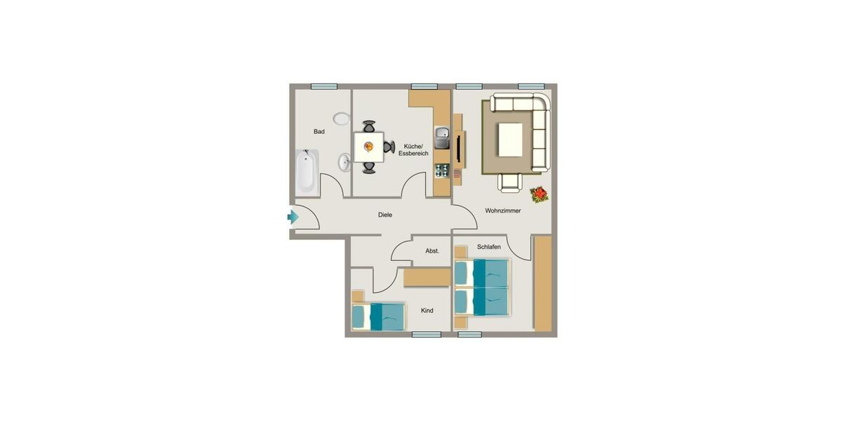 Erdgeschoßwohnung Duisburg Hamborn - 3.5 Zimmer, 75 m&sup2;, 463&euro; | Angebot:26539890