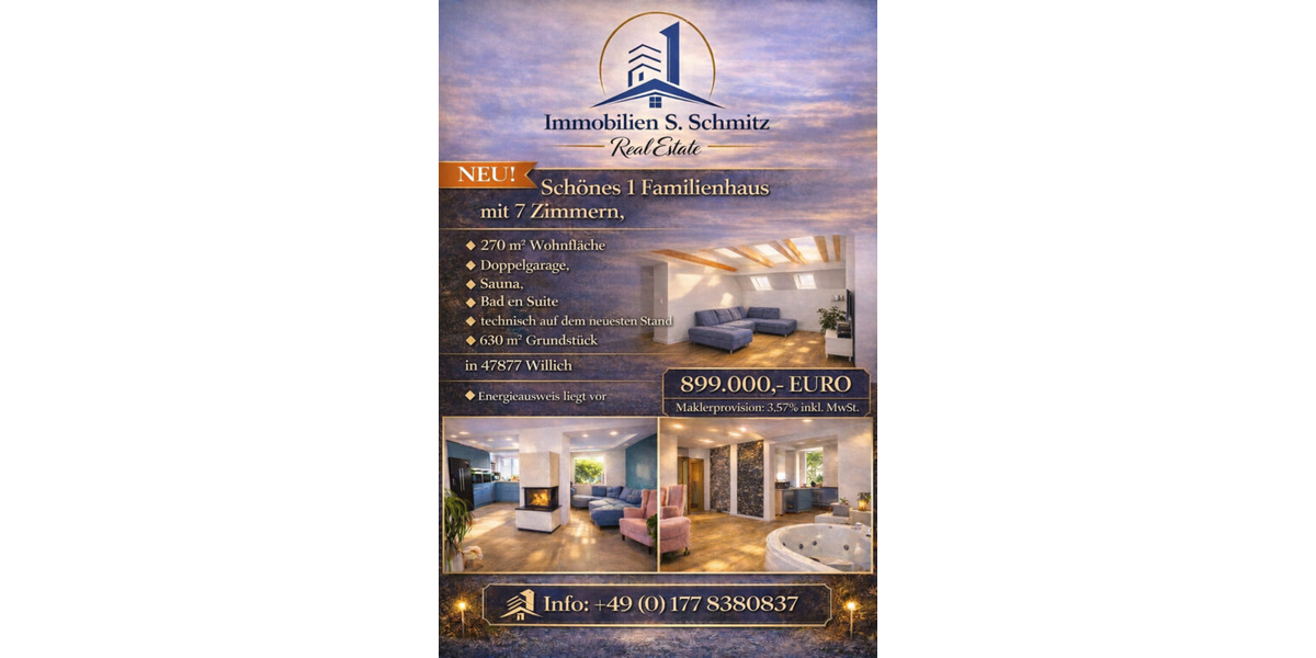 Einfamilienhaus Willich - 7 Zimmer, 274 m&sup2;, 899.000&euro; | Angebot:25217239