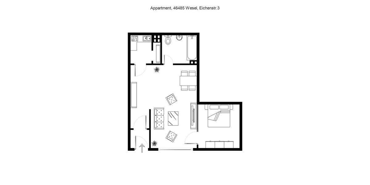 Erdgeschoßwohnung Wesel Fusternberg - 2 Zimmer, 45 m&sup2;, 420&euro; | Angebot:25653951