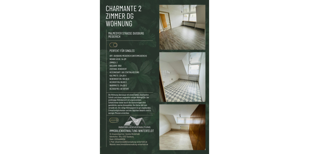 Charmante 2-Zimmer-DG-Wohnung in ruhiger Lage 2 zimmer