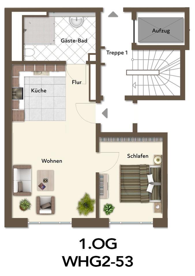 Erstbezug! Exklusive 2-Zimmer-Wohnung im 1. OG – hochwertiger Neubau in Stadtmitte zimmer