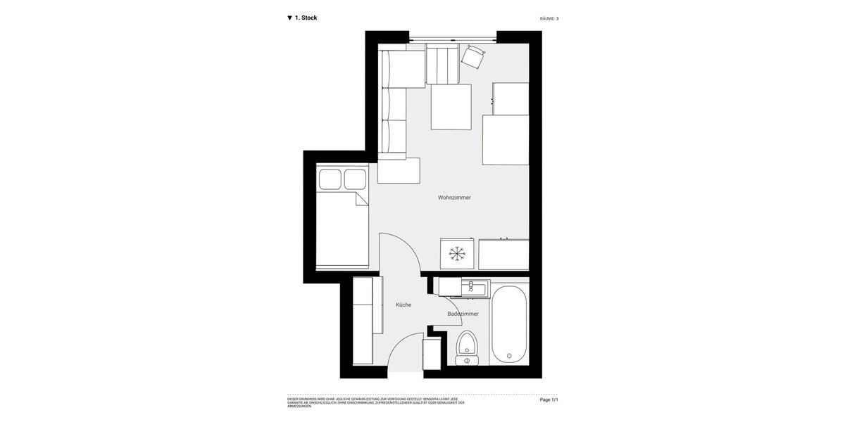 Etagenwohnung Düsseldorf Stadtbezirk 5 - 1 Zimmer, 24 m&sup2;, 85.000&euro; | Angebot:26765863
