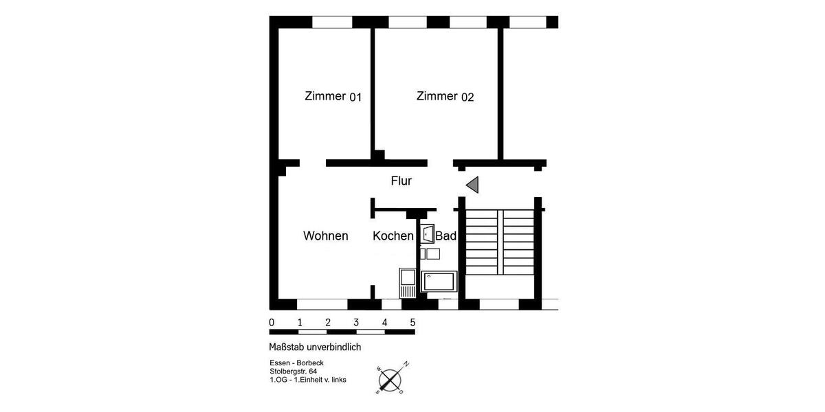 Etagenwohnung Essen Stadtbezirk IV - 3 Zimmer, 62 m&sup2;, 545&euro; | Angebot:25571580