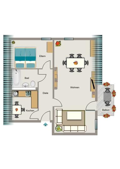Dachgeschoßwohnung Essen Stadtbezirk V - 2.5 Zimmer, 62 m&sup2;, 500&euro; | Angebot:25639416
