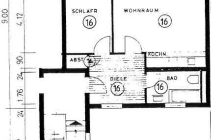 Zwei Zimmer Wohnung, mit großem Balkon, 54m², mit EBK