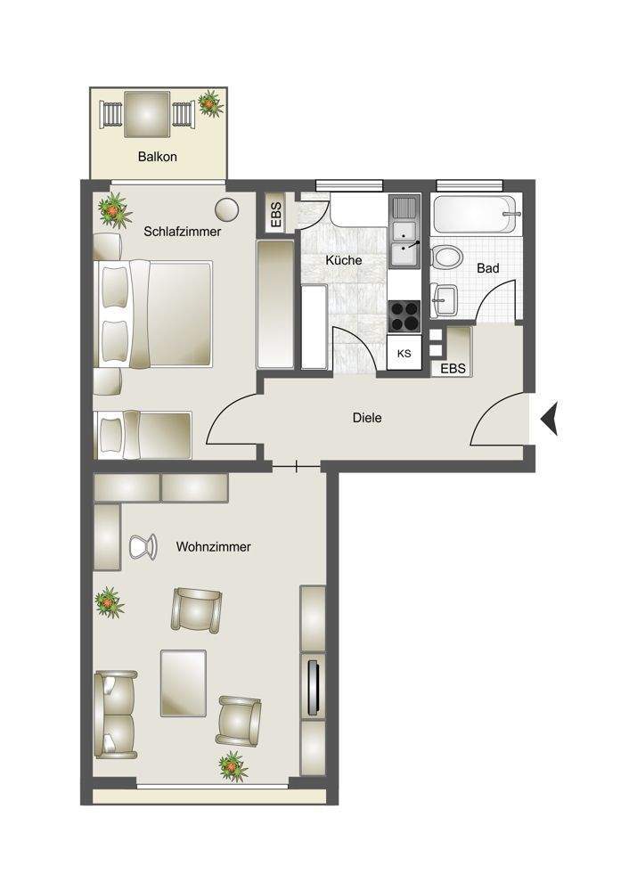 Gut aufgeteilte Single-Wohnung mitten in der Gladbacher City! 2 zimmer