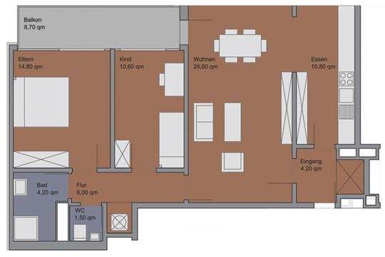 Etagenwohnung Duisburg Hochheide - 3 Zimmer, 84 m&sup2;, 699&euro; | Angebot:25667468