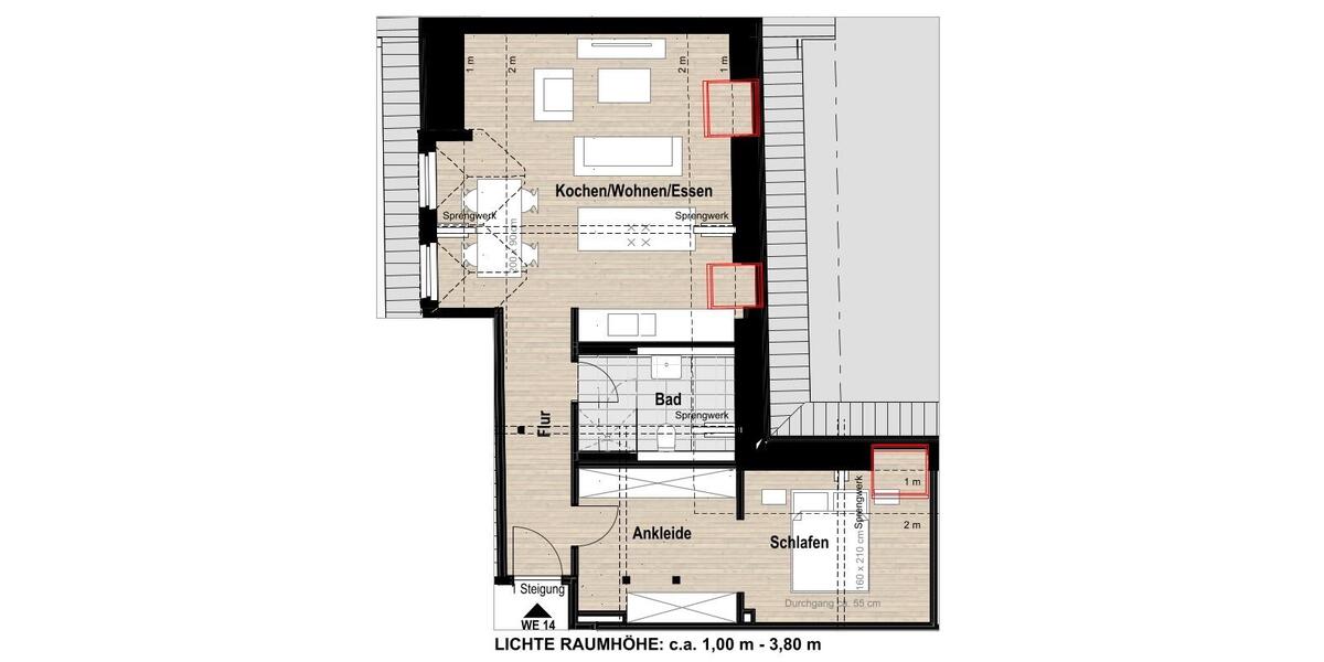 Dachgeschoßwohnung Krefeld Fischeln - 2 Zimmer, 63 m&sup2;, 887&euro; | Angebot:25082657