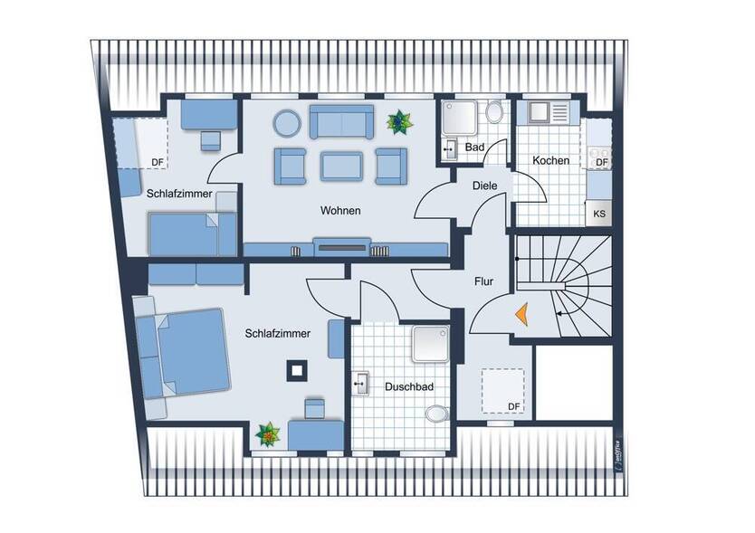 Geschmackvoll sanierte 2,5- Zimmer-Wohnung im Dachgeschoss in zentraler Lage