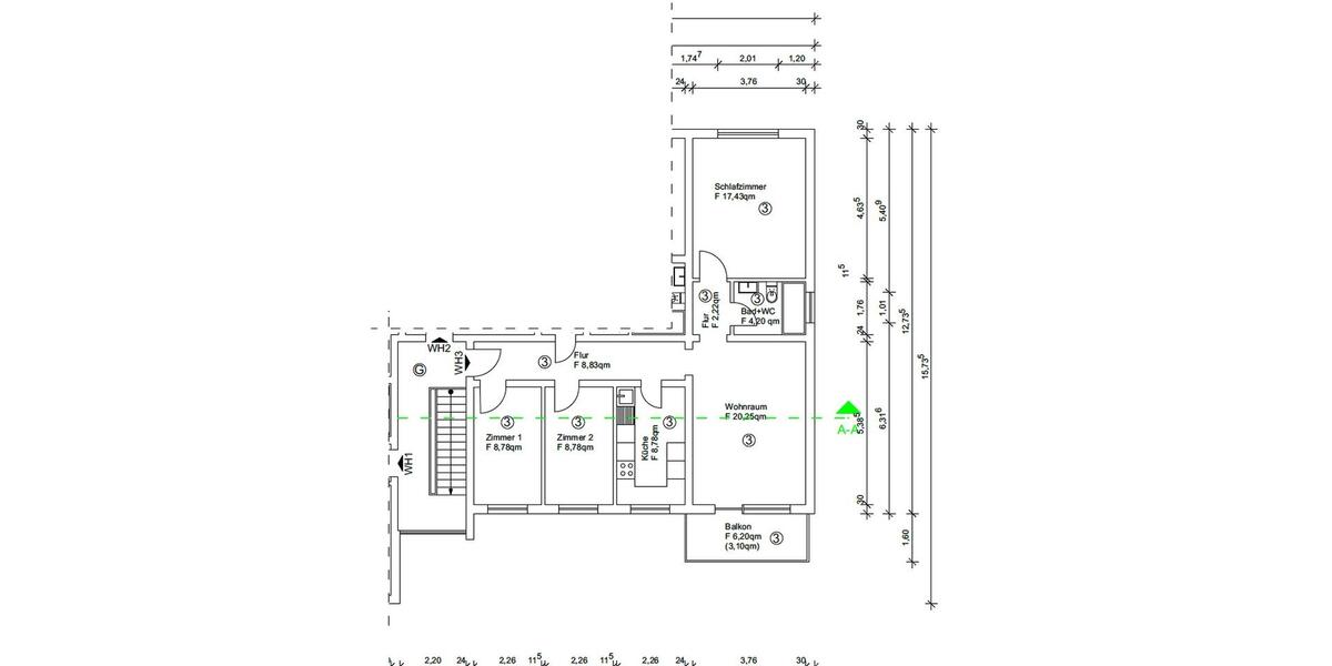 Etagenwohnung Düsseldorf Stadtbezirk 2 - 4 Zimmer, 83 m&sup2;, 1.300&euro; | Angebot:25592055