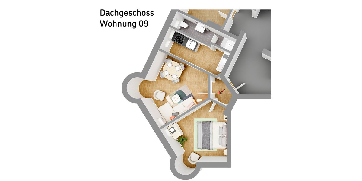 Etagenwohnung Düsseldorf Pempelfort - 2 Zimmer, 46 m&sup2;, 162.999&euro; | Angebot:25799446