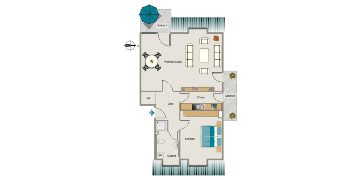 Etagenwohnung Meerbusch - 2.5 Zimmer, 72 m&sup2;, 774&euro; | Angebot:25064784