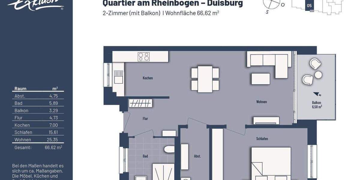 Etagenwohnung Duisburg Buchholz - 2 Zimmer, 66 m&sup2;, 290.000&euro; | Angebot:25248754